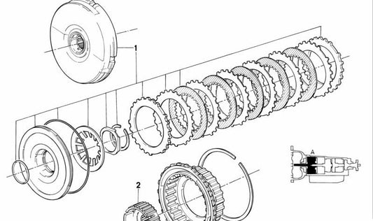 Embrague para BMW Serie 3 E30, Serie 5 E34, Serie 7 E32 (OEM 24231421059). Original BMW.