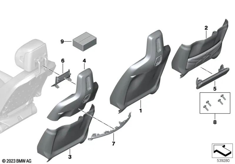 Parte inferior del respaldo del asiento confort para BMW G70 (OEM 52107886216). Original BMW