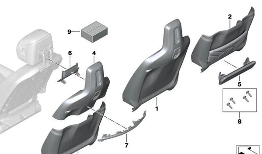 Parede traseira do assento confortável superior para a BMW 7 G70 Series (OEM 52107886201). BMW original.