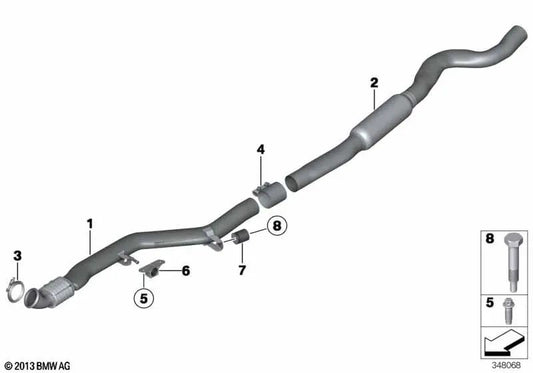 Front and middle silencer for BMW F34, F35, F35N (OEM 18308608752). Genuine BMW