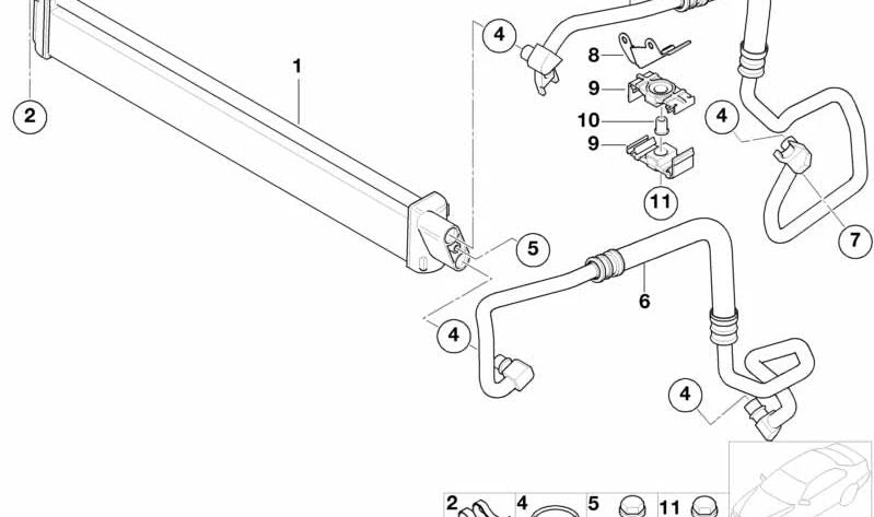 Enfriador de aceite del motor para BMW Serie 7 E65, E66 (OEM 17217553667). Original BMW.