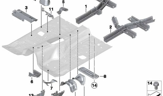 Rear center tunnel connecting bracket OEM 51717210430 for BMW F25, F26. Original BMW.