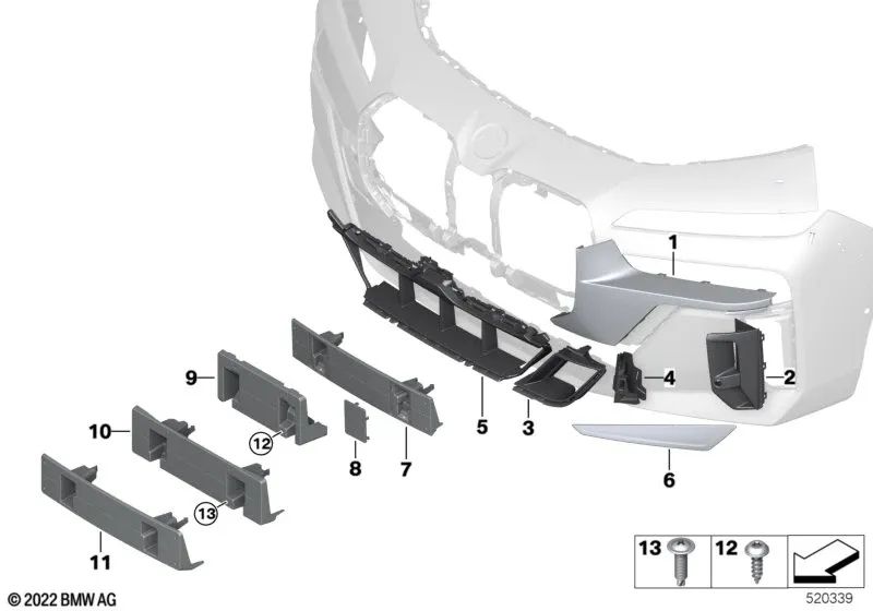 Soporte de matrícula delantero para BMW Serie 7 G70 (OEM 51138081529). Original BMW.