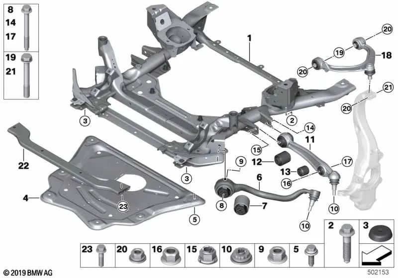 Soporte de goma para BMW X5 E70, F15, F85, X6 E71, F16 (OEM 31126855509). Original BMW