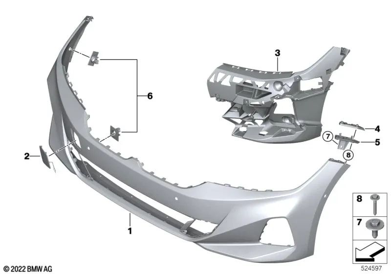 Revestimiento parachoques imprimado delantero para BMW Serie 3 G20N, G21N (OEM 51115A695E1). Original BMW