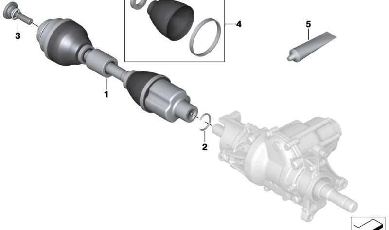 Palier de transmisión derecha OEM 31605A44AC0 para BMW Serie 2 Active Tourer (U06). Original BMW.