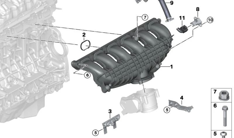 Manguera de Ventilación para BMW Serie 7 F01, F02, X6 E71 (OEM 11157574114). Original BMW.