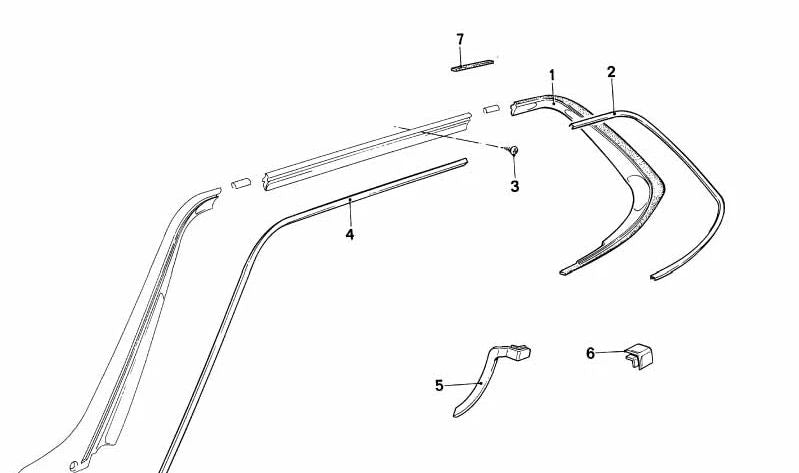 Puente de moldura izquierda para BMW E24 Serie 6 (OEM 51131839785). Original BMW