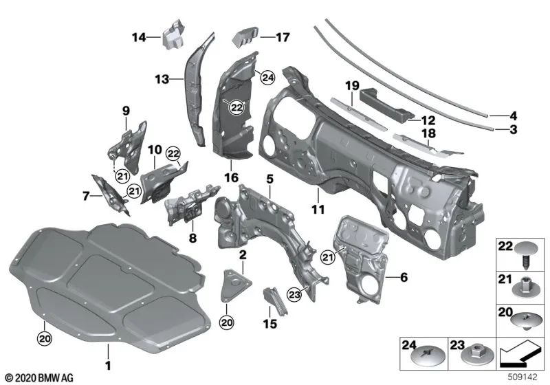 Motorraum-Firewall-Schalldämmung für BMW G32, G32N (OEM 51487393240). Original BMW