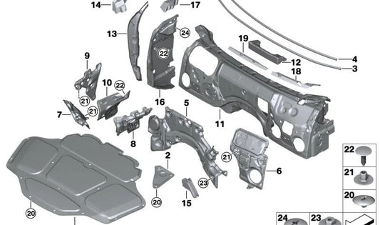 Sellado A-Pilar izquierdo para BMW G32, G32N (OEM 51487393305). Original BMW.