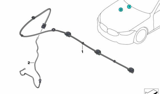 Cadena de pulverización del limpiaparabrisas OEM 61667435332 para BMW F91, F92, F93, G14, G15, G16. Original BMW.