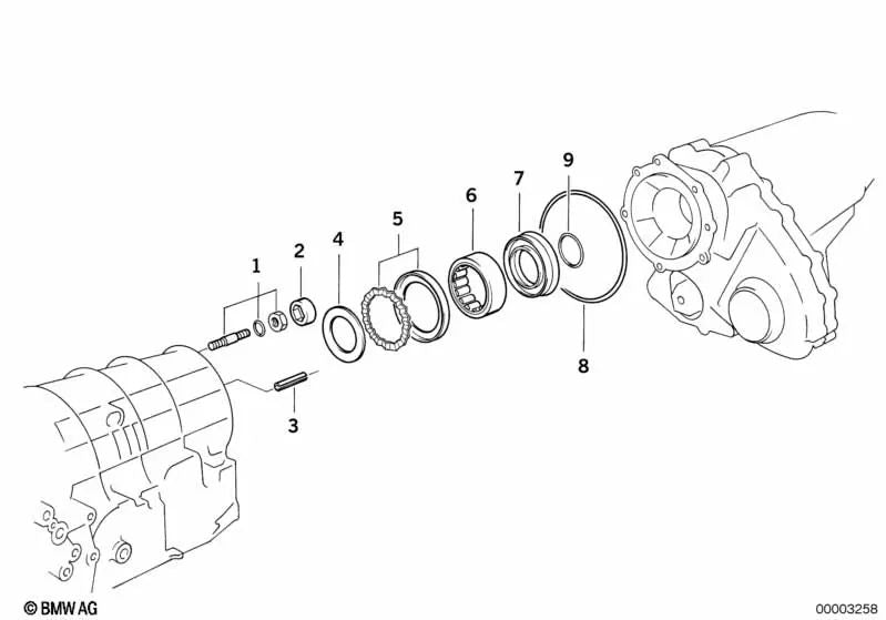 Roller bearing for BMW 5 Series E34 (OEM 27131227561). Original BMW