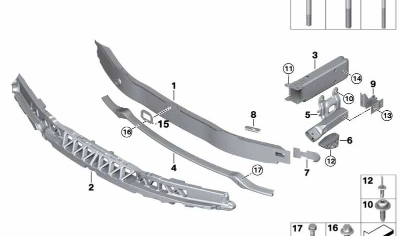 Soporte inferior para paragolpes delantero OEM 51648054575 para BMW Serie 4 (F32, F33, F36). Original BMW.