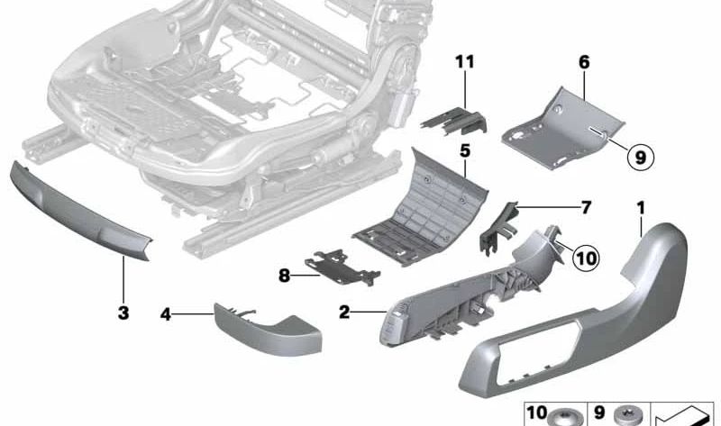 Outdoor -Formteile der rechten vorderen Spur 52107269402 für BMW F06, F12, F13. Original BMW.