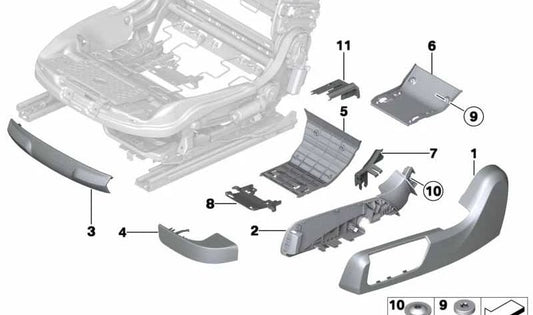 Außenabdeckung des linken Sitzes OEM 52107269673 für BMW F06, F12, F13. Original BMW.