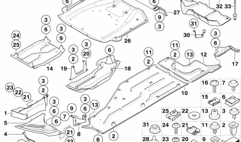 Cubierta inferior derecha para BMW Serie 7 E65, E66 (OEM 51717170006). Original BMW