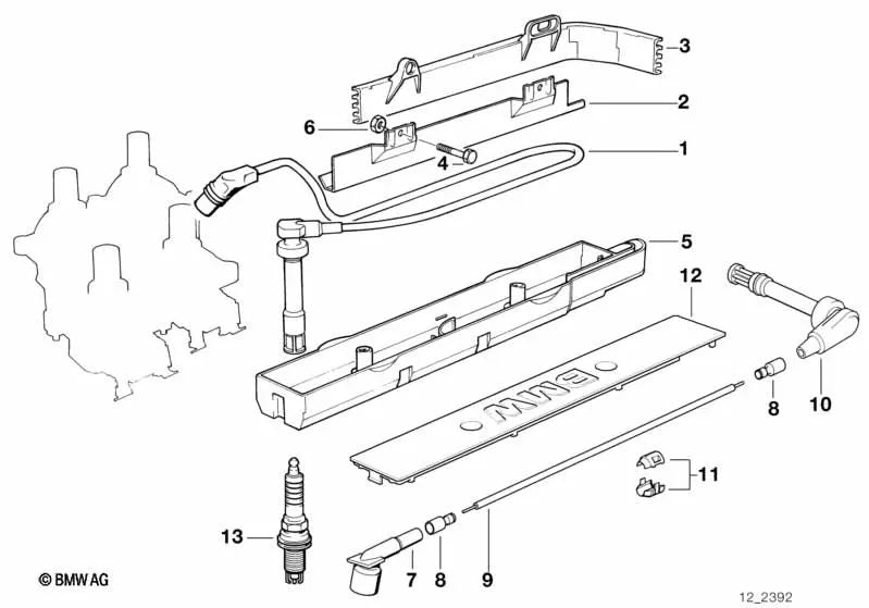 Cable de encendido para BMW Serie 3 E36 (OEM 12121247525). Original BMW.