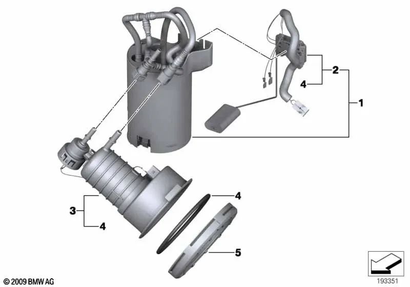 Unidad de suministro derecha con bomba de combustible interna para BMW Z4 E89 (OEM 16147363076). Original BMW