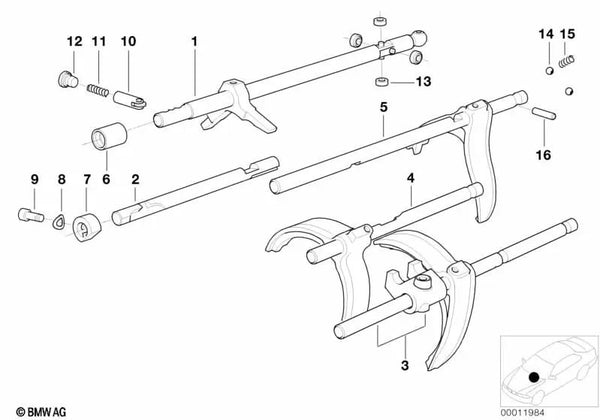 Varilla de cambio marcha 1ª y 2ª para BMW Serie 5 E28, E34 Serie 6 E24 (OEM 23311228231). Original BMW