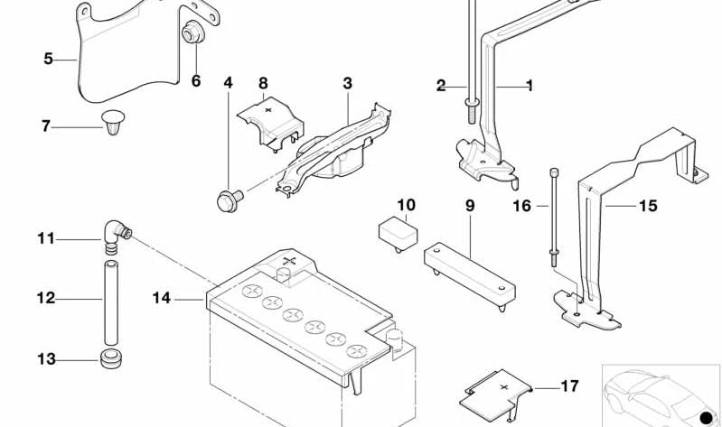 Soporte de batería para BMW E46 (OEM 61216910130). Original BMW