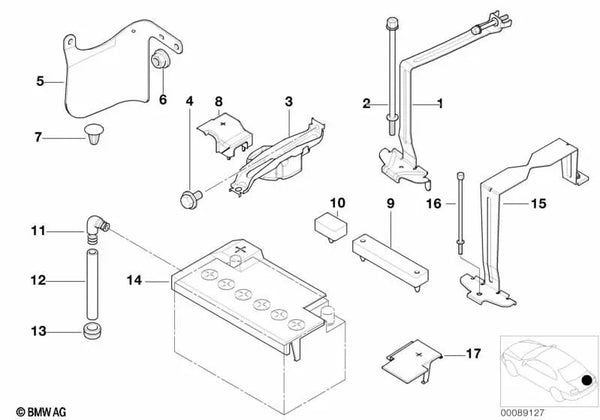 Cubierta protectora de batería para BMW Serie 3 E46 (OEM 61218381015). Original BMW.