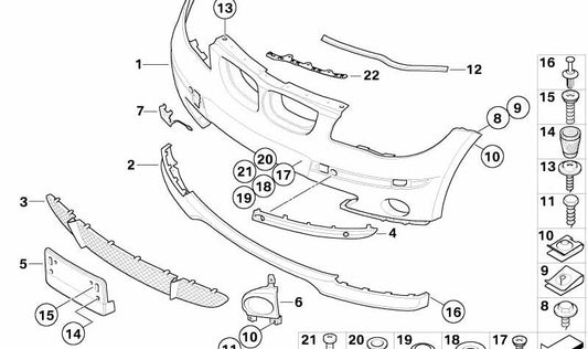 Listón de parachoques delantero derecho para BMW E87 (OEM 51117136638). Original BMW