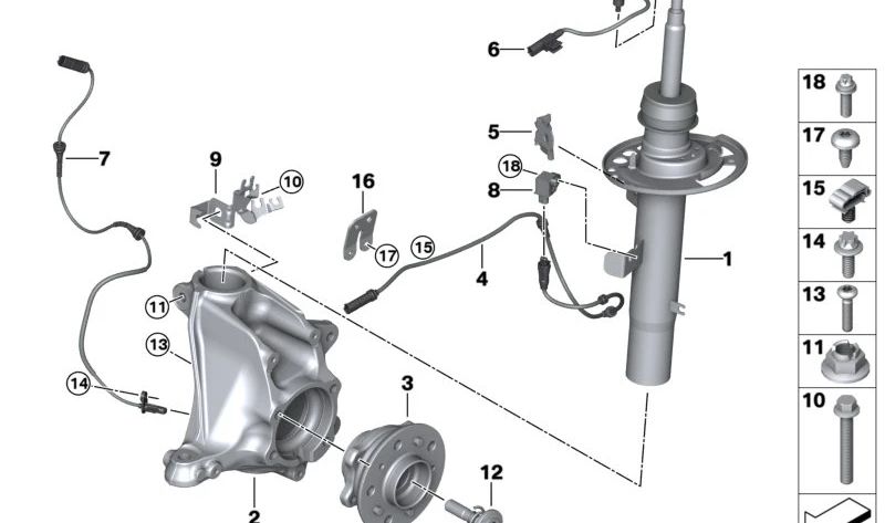 Soporte de giro corrección de caída izquierda para BMW F97, F98, F97N, F98N (OEM 31218090561). Original BMW