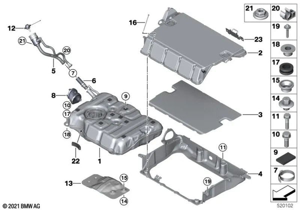 Tubo de llenado para BMW Serie 5 G30, G30N (OEM 16117383194). Original BMW.