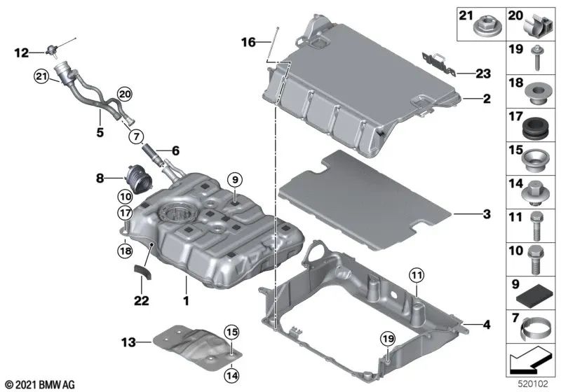 Tornillo ASA para BMW F40, F52, F44, F45, F46, U06, G30, G38, G11, G12, I12, I15, F48, F39 y MINI F54, F55, F56, F57, F60 (OEM 22316858990). Original BMW.