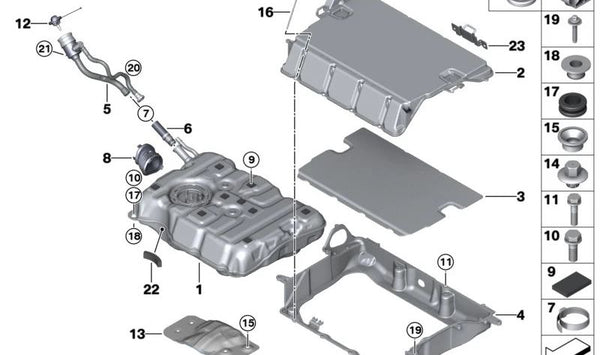 Marco para BMW G30, G38, G11, G12 (OEM 16119494188). Original BMW