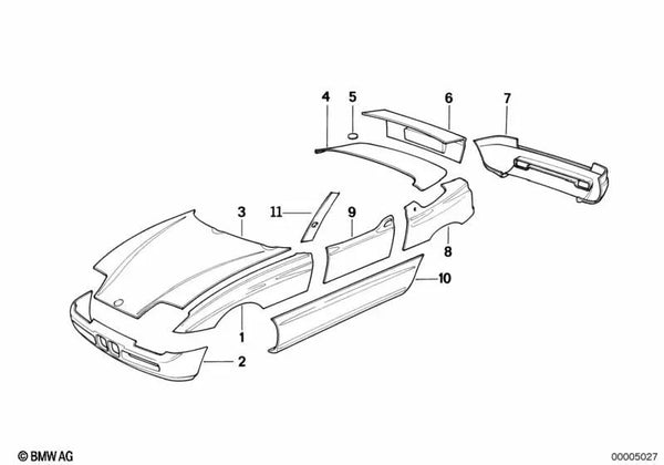 Panel lateral derecho para BMW F10, F11, F06 (OEM 41352291002). Original BMW