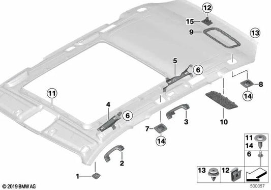 Haltegriff hinten links für BMW 1er F20, F21, 3er F30, F31, F34, F35, F80, 5er F10, F11, F18, 7er G11, G12, X5 F15 (OEM 51167499075). Original BMW.