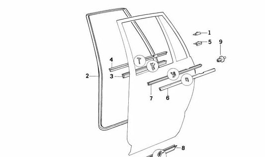 Moldura lateral trasera izquierda para BMW Serie 5 E34 (OEM 51228120093). Original BMW