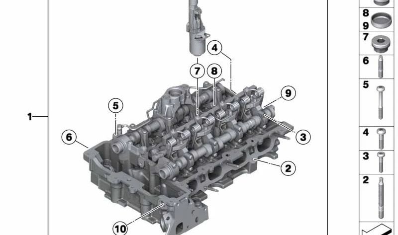 Culata con sistema de válvulas para BMW F20, F21, F22, F23, F30, F31, F34, F35, F32, F33, F36, F07N, F10, F11, F18, E84, F25, F26, F15, F16, E89 (OEM 11127624778). Original BMW