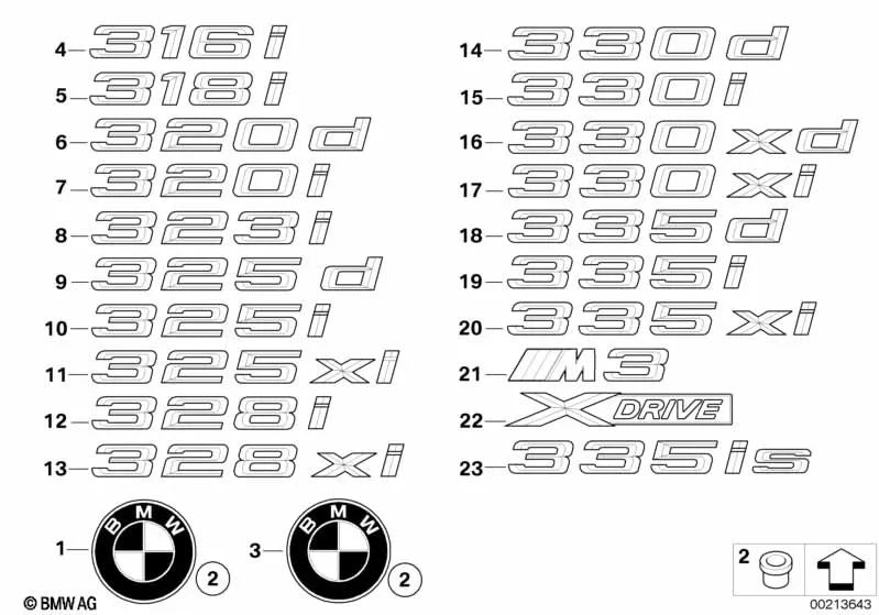 Emblema pegado trasero para BMW E92, E92N, E93, E93N (OEM 51147166209). Original BMW