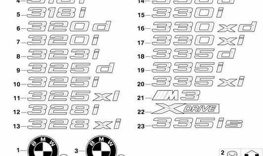 Emblema traseiro para BMW Série 3 E92, E92N (OEM 51147166208). BMW original