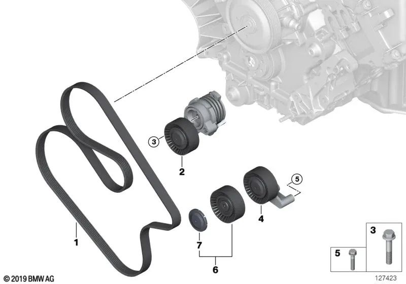 Tensor de correa para BMW E70 (OEM 11287545296). Original BMW.