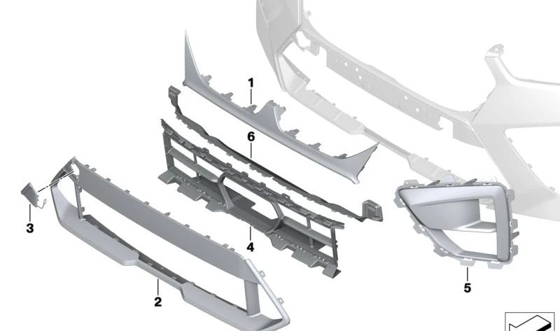 Rejilla de entrada de aire central OEM 51118086193 para BMW X5 M (F95), X6 M (F96). Original BMW.