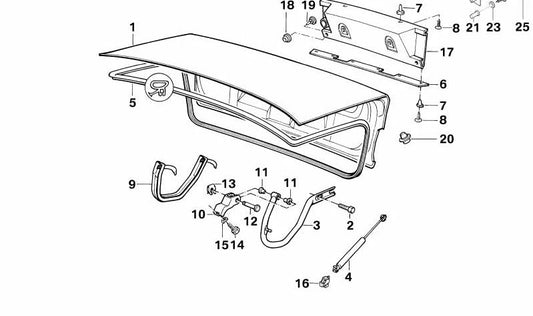 Soporte bisagra portón trasero OEM 41621944789 para BMW E34. Original BMW.