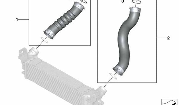 Tubería de aire de carga OEM 11618571025 para BMW G20, G21, G30, G31, G32, G11, G12, G14, G15, G16, G01, G05, G06, G07. Original BMW.