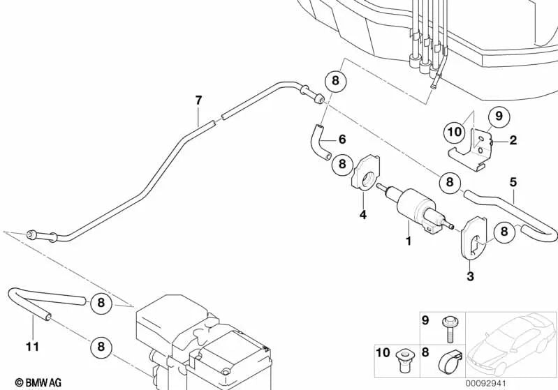 Manguera de combustible para BMW E65, E66 (OEM 64128386073). Original BMW