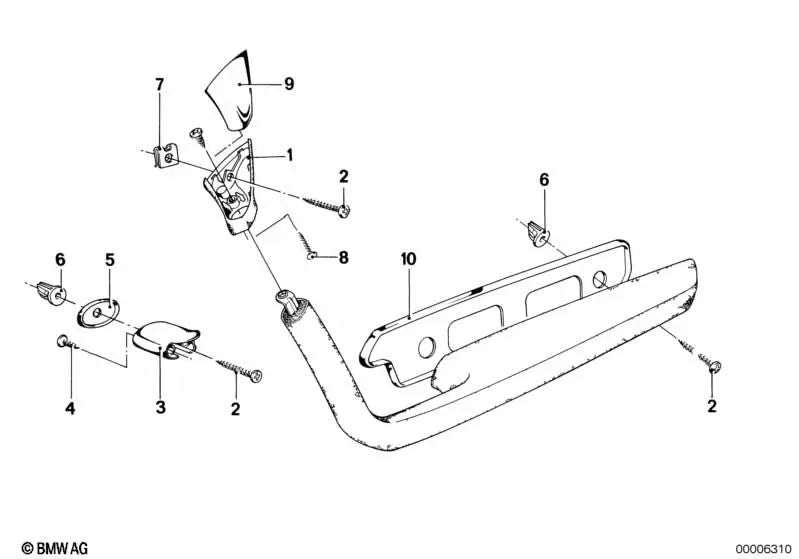 Apoyabrazos parte superior delantera derecha para BMW E24 (OEM 51411875424). Original BMW.