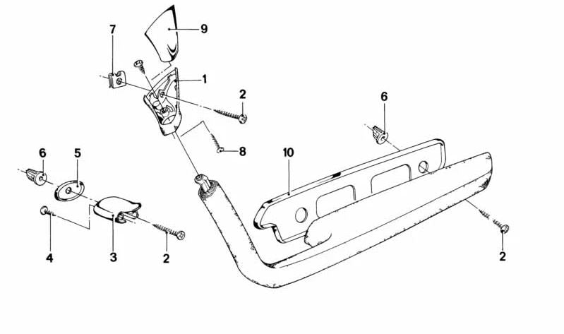 Reposabrazos parte superior delantera derecha para BMW Serie 6 E24 (OEM 51411875418). Original BMW