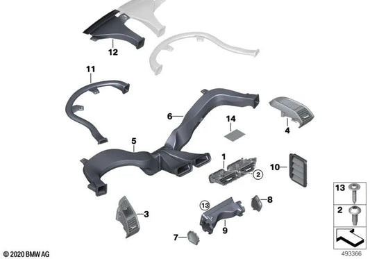 Canal de aire caliente derecho para BMW I01, I01N (OEM 51459269851). Original BMW.