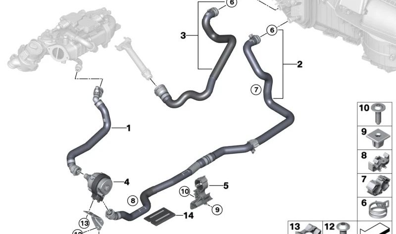 Manguera de refrigerante de entrada OEM 64216993459 para BMW G01, G02. Original BMW