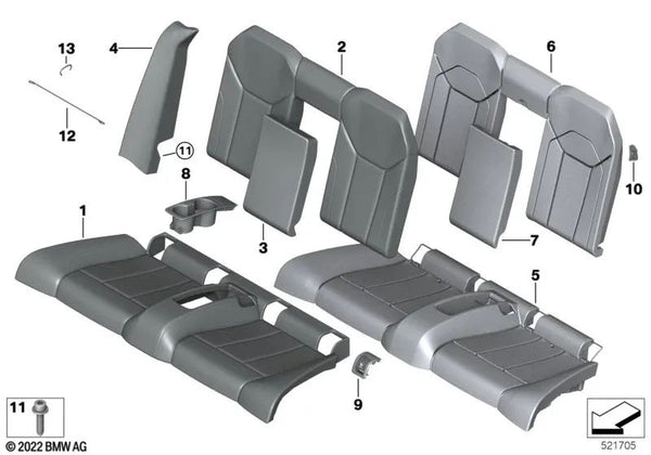 Panel lateral de cuero izquierdo para BMW Serie 4 G83 (OEM 52208067357). Original BMW