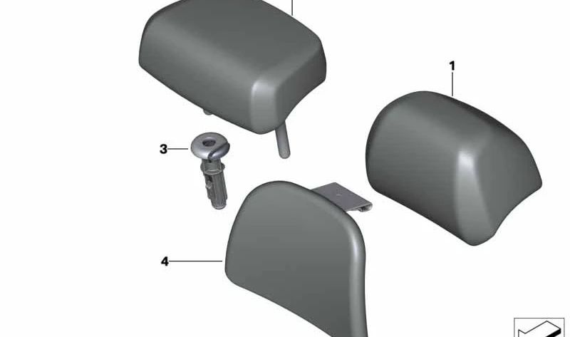 Cojín reposacabezas confort OEM 52205A31424 para BMW G06, G07. Original BMW.