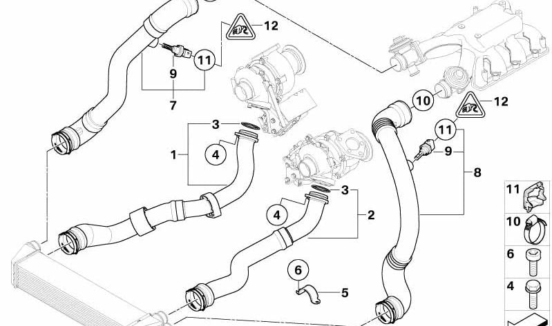 Conducto de carga de aire para BMW E65 Serie 7 (OEM 11617792629). Original BMW.