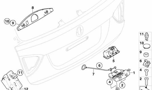 Cierre del portón trasero para BMW Serie 3 E91, E91N (OEM 51247119048). Original BMW