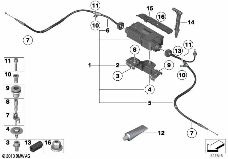 Griff de Desbloqueo de Emergencia para BMW Serie 5 F07, F10, F18 Serie 7 F01, F02, F04 X1 E84 X5 E70 X6 E71 (OEM 24507590395). Original BMW